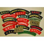 Cloth Light Infantry & Rifles Shoulder Titles & Slipons including KOYLI, GREEN JACKETS, RIFLE