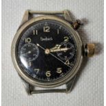 A rare Gentleman's German Military Hanhart Luftwaffe Pilots nickel cased Wrist Watch, single