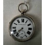 A large open faced silver key wind Pocket Watch by B Kitchen - Sheffield 38599, case - Chester 1900