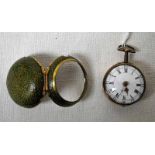 A gilt metal and shagreen pair cased Pocket Watch with fusee movement by Amos Avery - London 8200