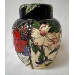 A modern Moorcroft Pottery Ginger Jar of typical form with conforming cover, tubeline decorated in