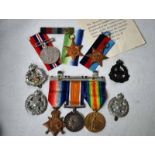 A Great War and WWII Family Group S-4018, SJT. R. Bennett, Rif. Brig. Set of three Great War medals,