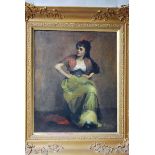 Continental School (early 20th century), Flamenco Dancer seated taking a break, her red fan on the