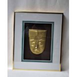Harris Strong (American 1920-2006), The Ancestor, a gilt ceramic plaque as an Egyptian style Mask,