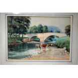 F Cawthorne (early 20th century), Newton Bridge, signed watercolour and another by the same hand