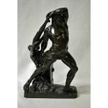 After Antionio Canova (Italian 1757-1822), a Classical bronze reduced Group depicting Hercules