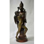 After Felix Sanzel (French 1829-1883), a Classical bronze reduced Sculpture as Cupid blindfolding