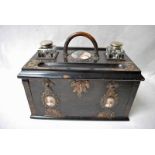 A good quality Victorian brass mounted coromandel Desk Box, the rectangular top with brass hoop
