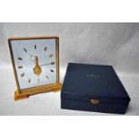 A Jaeger le Coultre, brushed gilt framed rectangular Floating Skeleton Clock, model number 355,