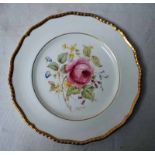 A Royal Doulton Cabinet Plate, centrally hand painted by P Curnock with a pink rose bloom among