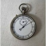 An early 20th century Military Split Seconds Timer, silver plated case, white dial with sixty