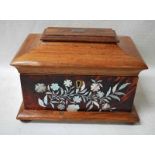 A Georgian style rosewood, tortoiseshell and mother of pearl inlaid double Tea Caddy of