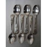 A set of six Victorian silver Pudding Spoons, Kings Pattern, London 1873, 12.43oz, 18cm long