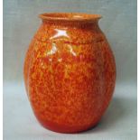 A Pilkington Royal Lancastrian Vase, lobe sided ovoid form, mottled orange glaze, shape number 2780,