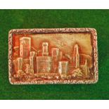 An early 20th century silver Castle Top Snuff Box, Birmingham 1912, hinged lid with castle scene,