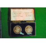 A pair of silver 1902 Coronation Medals, one for the postponed event on 26 June, the other for the