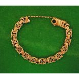 A 9ct gold Gentleman's heavy Ring and Bar Link Bracelet, 48.6g, 19cm long