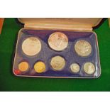 Barbados 1973 First National Coinage Proof Set of eight coins including sterling silver Ten Dollar