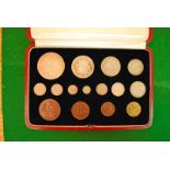 Royal Mint George VI 1937 set of Specimen Coins, fifteen coins including Maundy Money, in fitted