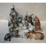 A Lladro Nativity group comprising ten items including Jesus, Mary, Joseph, Three Kings, Shepherd