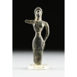 AN ANCIENT ETRUSCAN STYLE BRONZE FRAGMENT OF A KORE VOTIVE FIGURE, ARCHAIC PERIOD (800-479 BC),