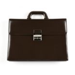 A TIFFANY & CO, CHARLES BROWN STITCHED LEATHER BRIEFCASE, CIRCA 2010, of Italian polished dark brown