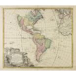 AN ANTIQUE MAP, "Americæ Mappa Generalis," 1746, hand colored engraving, published by Johann Baptist