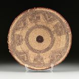 A NATIVE AMERICAN WOVEN CEREMONIAL BASKET, EARLY/MID 20TH CENTURY, in the Hope taste, the blue/