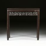 A VINTAGE HARDWOOD ALTER TABLE, CHINESE REPUBLIC PERIOD (1912-1949), the rectangular top over a