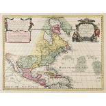 AN ANTIQUE MAP, "America Septentrionalis," AUGSBURG, 1790, hand colored engraving on paper, after