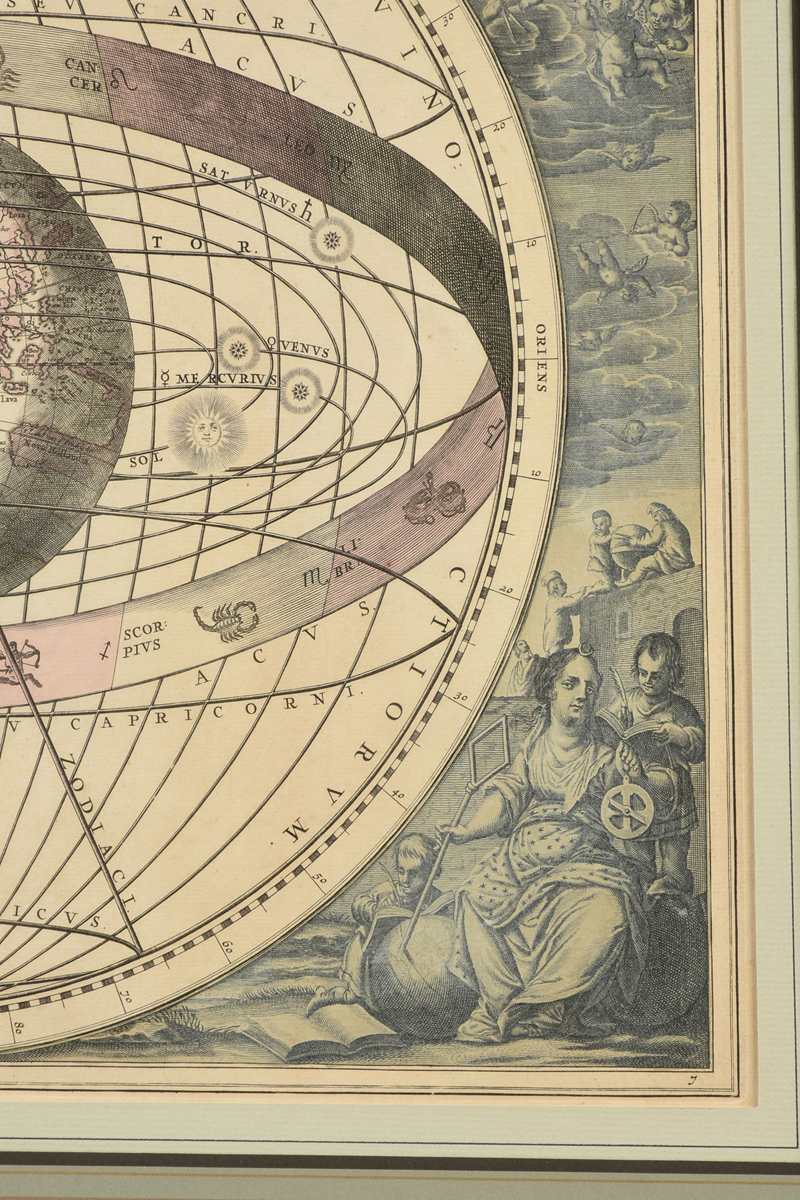 AN ANTIQUE MAP, "Scenographia Mvndanæ Compagis Brahea," AMSTERDAM, CIRCA 1708, hand colored - Image 4 of 9