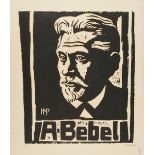 HERMANN MAX PECHSTEIN (German 1881-1955) A COLOR WOODCUT, "Portrait of August Bebel," 1916, on