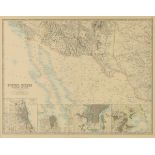 AN ANTIQUE MAP, "United States of North America, Southwest Sheet," 1893-1912, color engraving on