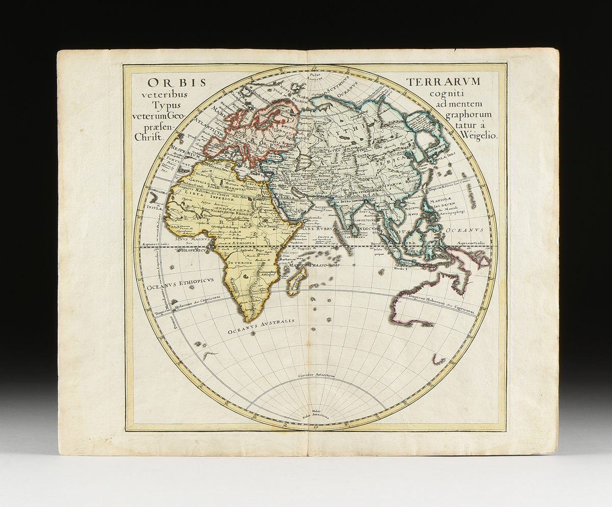 TWO ANTIQUE MAPS, "Orbis Terrarum veteribus cogniti Typus admentem veterum Geographorum - Image 2 of 14