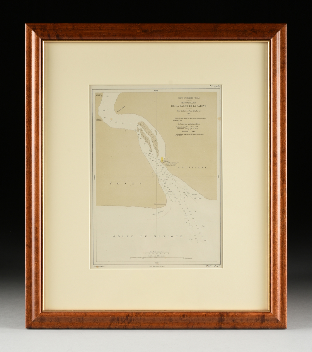 AN ANTIQUE TEXAS/LOUISIANA BORDER SABINE RIVER SURVEY MAP, "Golfe du Mexique-Texas, - Image 2 of 8