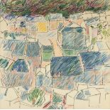 ROBERT WEIMERSKIRCH (American/Texas 1923-2015) A DRAWING, "Study for Houses, 3-18-86" crayon on