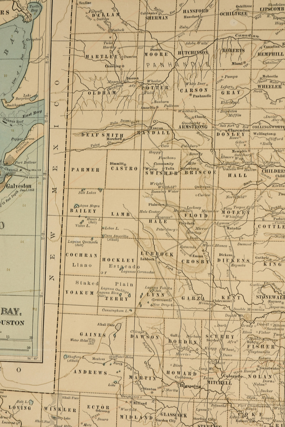 AN ANTIQUE MAP, "Texas, Western Part, with Views of Galveston Bay," NEW YORK, CIRCA 1902, color - Image 6 of 9