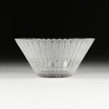 A LALIQUE FROSTED AND CLEAR GLASS FRUIT BOWL, ENGRAVED SIGNATURE, CIRCA 1960, of circular form