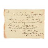 A REPUBLIC OF TEXAS HANDWRITTEN MANUSCRIPT, THOMAS MASON DENNIS (1807-1877) SIGNED AND DATED