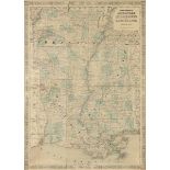 AN ANTIQUE AMERICAN RECONSTRUCTION ERA MAP, "Johnson's Arkansas, Mississippi and Louisiana," 1865-