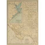 AN ANTIQUE MAP, "Texas, Western Part, with Views of Galveston Bay," NEW YORK, CIRCA 1902, color