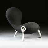 MARC NEWSON (AUSTRALIAN b. 1963) A BLACK UPHOLSTERED ALUMINUM CHAIR, "Embryo," the biomorphic amoeba