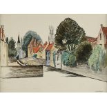 LÉOPOLD SURVAGE (French 1879-1968) A PAINTING, "Quai vert Bruges," watercolor and gouache on