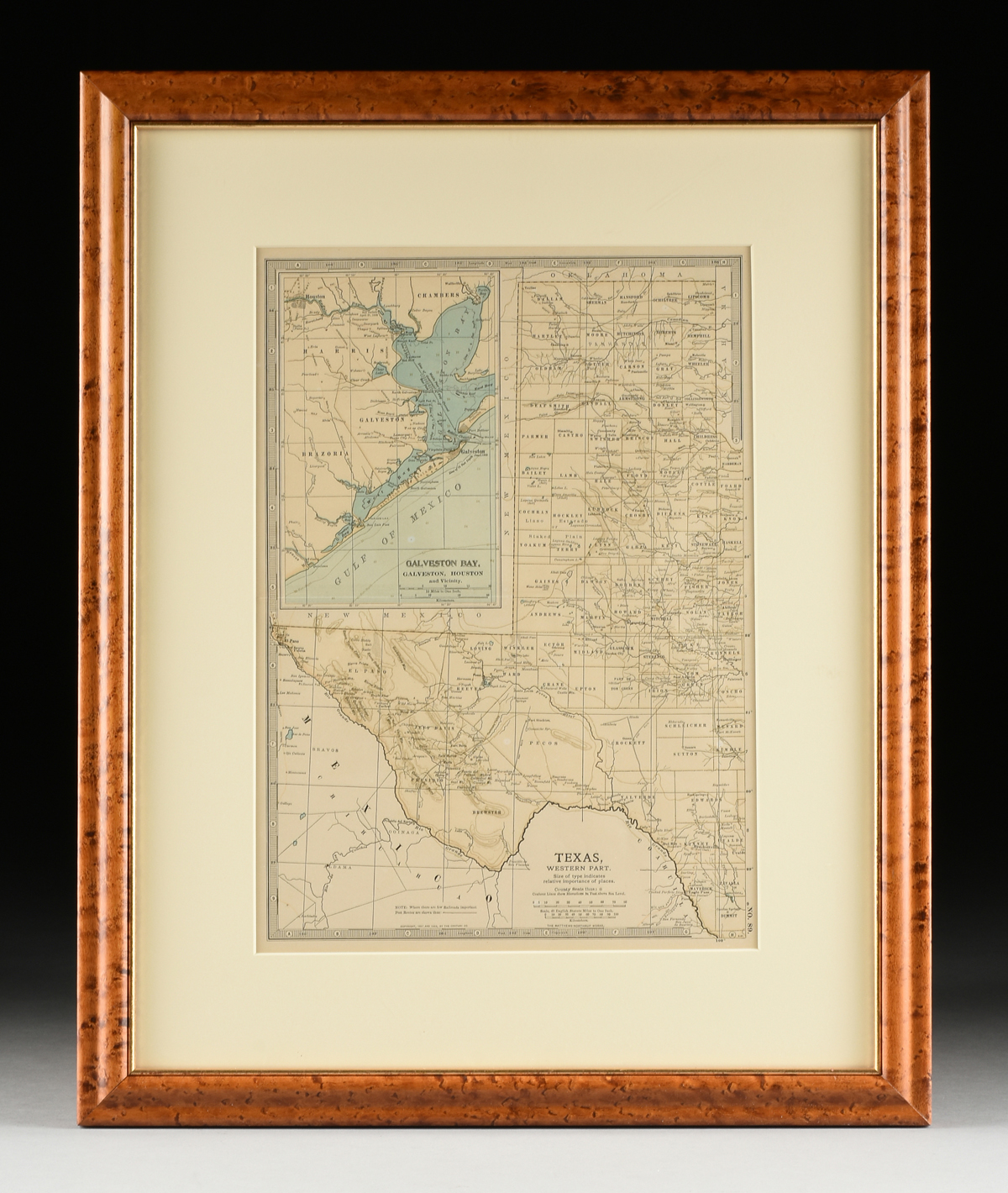 AN ANTIQUE MAP, "Texas, Western Part, with Views of Galveston Bay," NEW YORK, CIRCA 1902, color - Image 2 of 9