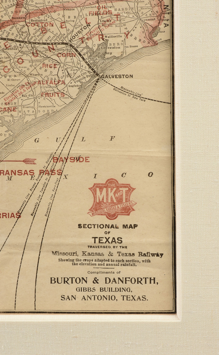 AN ANTIQUE MAP, "MK & T Railway Sectional Map of Texas," 1909, engraving on paper, showing areas - Image 4 of 13