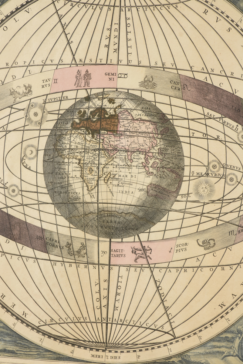 AN ANTIQUE MAP, "Scenographia Mvndanæ Compagis Brahea," AMSTERDAM, CIRCA 1708, hand colored - Image 5 of 9