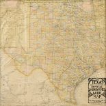 AN ANTIQUE MAP, "The Texas and Oklahoma Official Railway Guide Map," CIRCA SEPTEMBER 1919, color