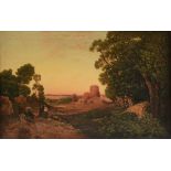 after THOMAS MORAN (American 1837-1926) A PAINTING, "Ruins of Tula, Ancient Capital of Mexico,"