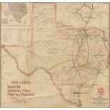 AN ANTIQUE MAP, "MK & T Railway Sectional Map of Texas," 1909, engraving on paper, showing areas