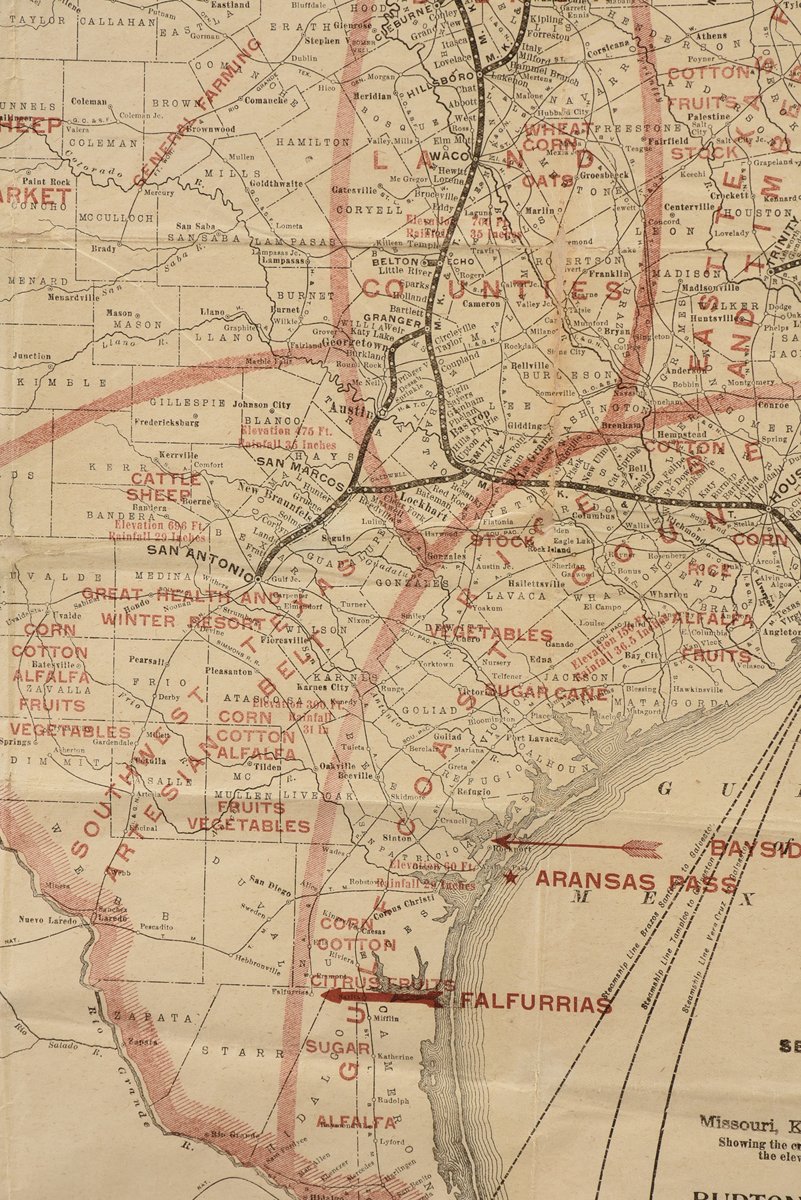 AN ANTIQUE MAP, "MK & T Railway Sectional Map of Texas," 1909, engraving on paper, showing areas - Image 10 of 13